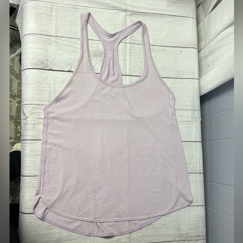 Lululemon lilac stripe singlet scallop hem tank